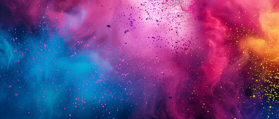 A picture of splash of colour powder in a holi festival in india