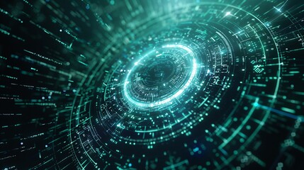 Obraz premium Futuristic Teal Digital Tunnel with Glowing Lines