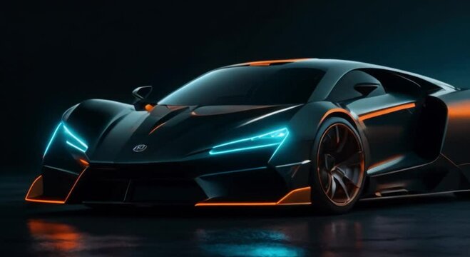 a super car on a neon background