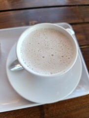 A cup of salep on the table