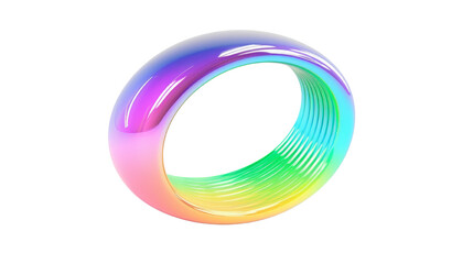 3d abstract chrome iridescent on transparent background