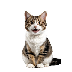 moggie cat sitting isolated transparent photo