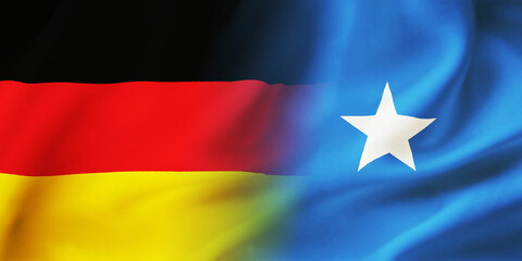German,Somali flag together.Germany,Somalia waving flag background