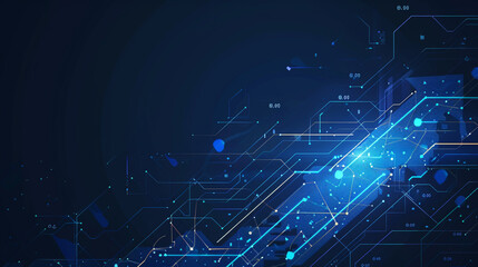 Obraz premium Business arrow up growth line circuit technology on a dark blue background. Business investment to success. financial data graph strategy. 