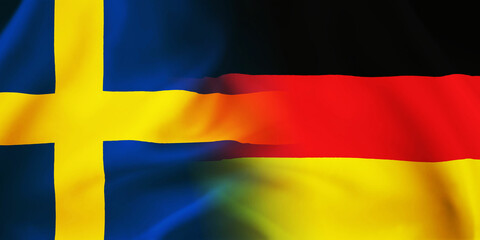 German,Swedish flag together.Germany,Sweden waving flag background