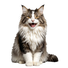 norwegian forest cat sitting isolated transparent photo