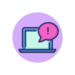 Chat on laptop line icon. Speech bubble, dialogue, message outline sign. Communication, internet, network concept. Vector illustration, symbol element for web design and apps