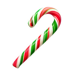 Christmas red green and white candy cane isolated on transparent background Generative Ai.