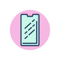 Cracked smartphone screen line icon. Part, protective glass, display outline sign. Phone repair, service, breakdown concept. Vector illustration, symbol element for web design and apps