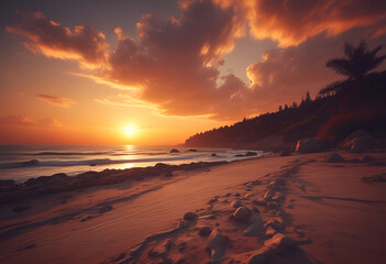 Obraz premium calm sunset in minimal style