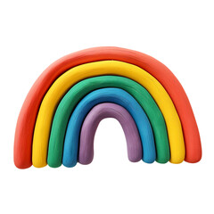 colorful plasticine rainbow for kids isolated on transparent background Generative Ai. © Sathaporn