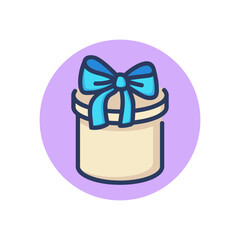 Cylinder gift box line icon. Present wrap with ribbon and bow outline sign. Surprise, sale, special offer concept. Vector illustration, symbol element for web design and apps