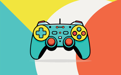 premium vector drawing of video game controller, joystick in vector, colorful art. © Michael