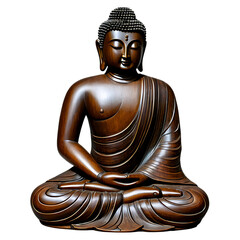 A hand-carved wooden sculpture of a serene Buddha Transparent Background Images
