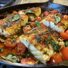 grilled fish with vegetables