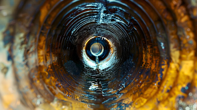 Inside the pipe is rusty with water