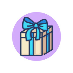 Gift line icon. Present box with ribbon and bow outline sign. Surprise, sale, bonus concept. Vector illustration, symbol element for web design and apps