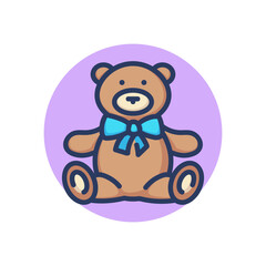 Gift teddy bear line icon. Toy with present ribbon and bow outline sign. Childhood, anniversary, Valentines day concept. Vector illustration for web design and apps