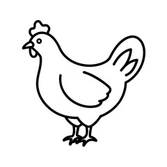 hen on white vector icon illustration line art