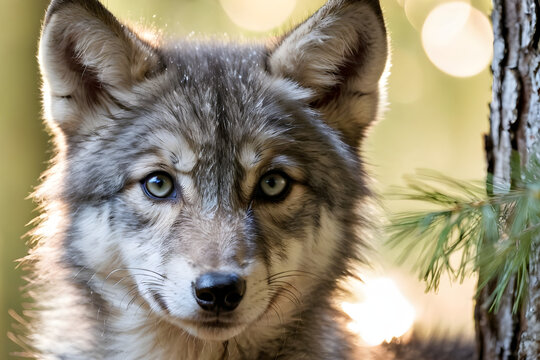 Baby gray wolf