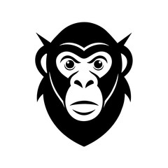 Monkey head logo vector silhouette illustration