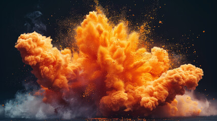 A large fiery explosion with smoke