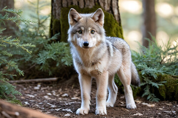 Fototapeta premium Baby gray wolf