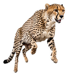 cheetah running and jumping isolated transparent photo
