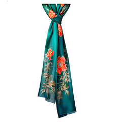 A hand-painted silk scarf with an elaborate oriental floral design Transparent Background Images 