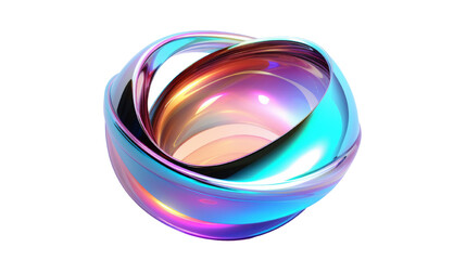Gradient chrome fluid iridescent on transparent background