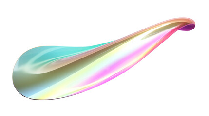 Gradient chrome fluid iridescent on transparent background