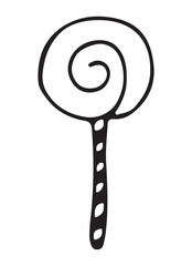 Lollipop isolated on white background. Sweets and desserts. Hand drawn. Food vector illustration