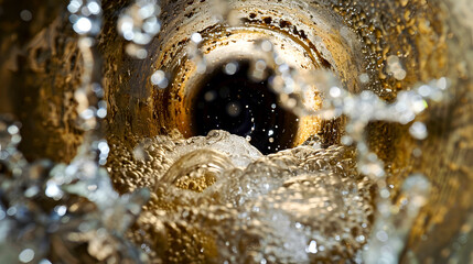 Inside the pipe is rusty with water