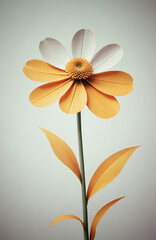 Naklejka premium illustrazione di fiore con stelo e foglie in stile astratto contemporaneo
