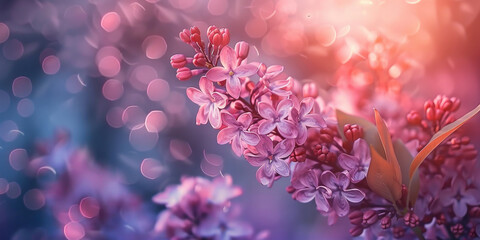 Obraz premium Lavender blossoms in front of a soft, dreamy bokeh background, creating a serene and tranquil scene