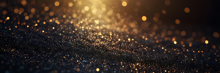 Golden Blurred Particles. Copy Space