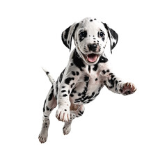 dalmatian dog puppy jumping and running isolated transparent