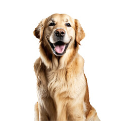 golden retriever dog jumping and running isolated transparent