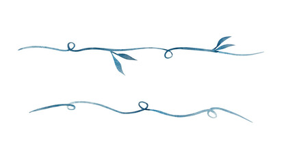 Watercolor design blue lines elements. Design template.