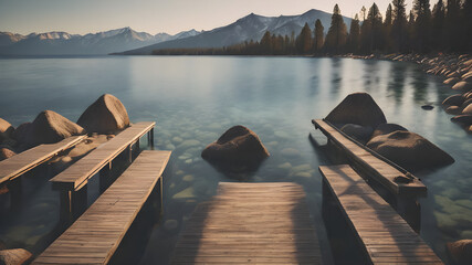 pier on lake - Powered by Adobe