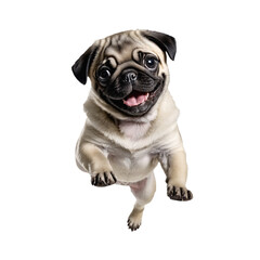 Obraz premium pug dog jumping and running isolated transparent