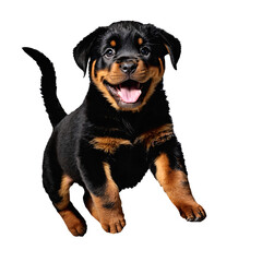 rottweiler dog puppy jumping and running isolated transparent