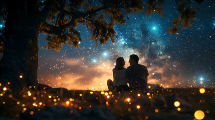 Romantic Chocolate Picnic Under the Stars: A Couple's Ultra-Realistic Evening Atmosphere