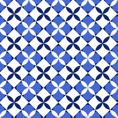 Fototapeta premium Seamless pattern with symmetrical elements. Oriental pattern in light and dark blue colors