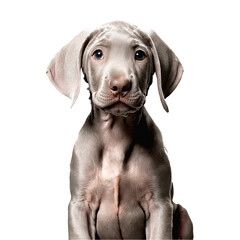 happy weimaraner dog puppy portrait isolated transparent
