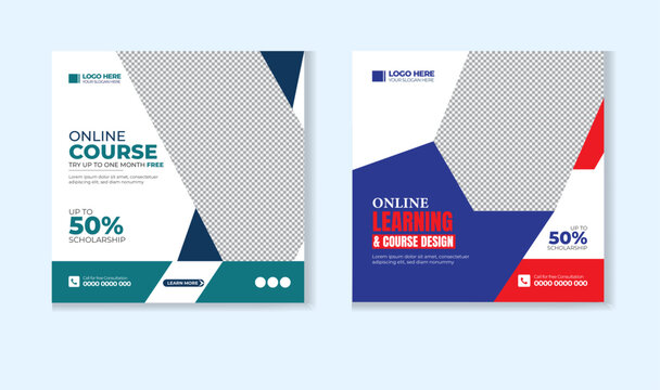 Online course social media post design template