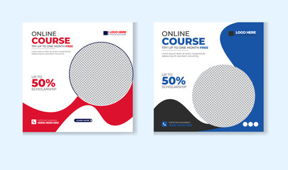 Online course social media post design template