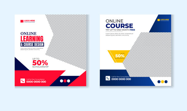 Online course social media post design template