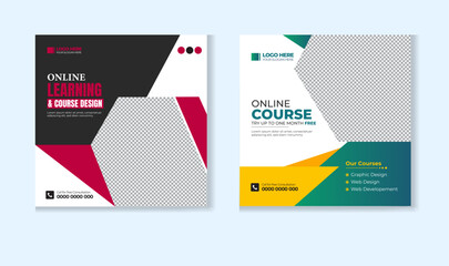 Online course social media post design template