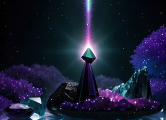 Rare and unusual stones, crystals, jewelry, mystical otherworldly, mysterious aliens,generative ai